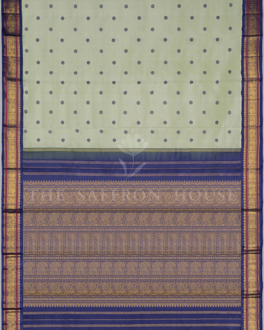 Green And Blue Kanjivaram Silk Saree – The Saffron House