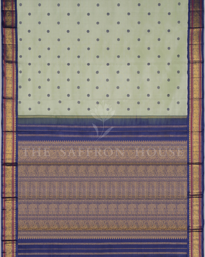 Green And Blue Kanjivaram Silk Saree – The Saffron House