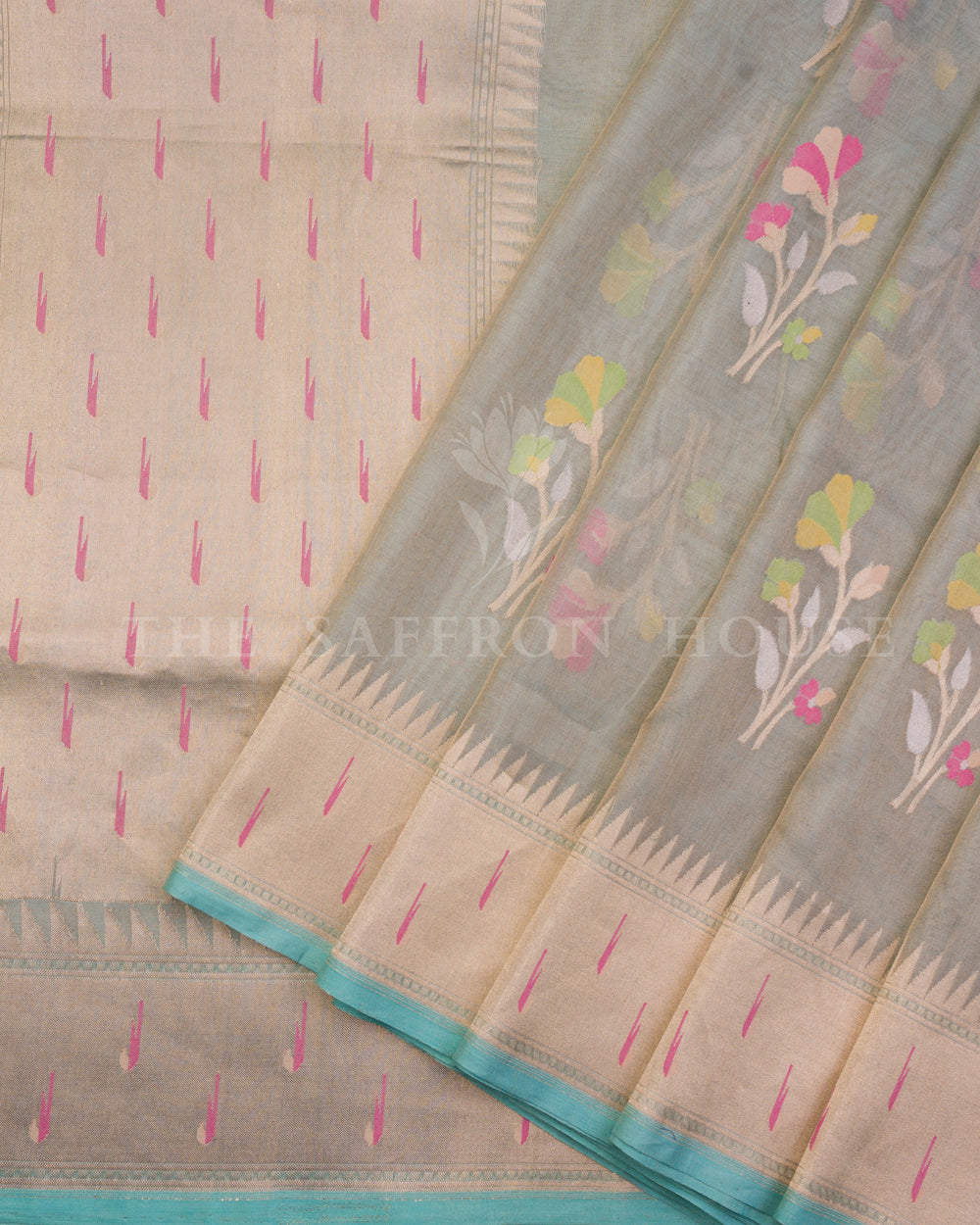Green Kora Banarasi Silk Saree – The Saffron House