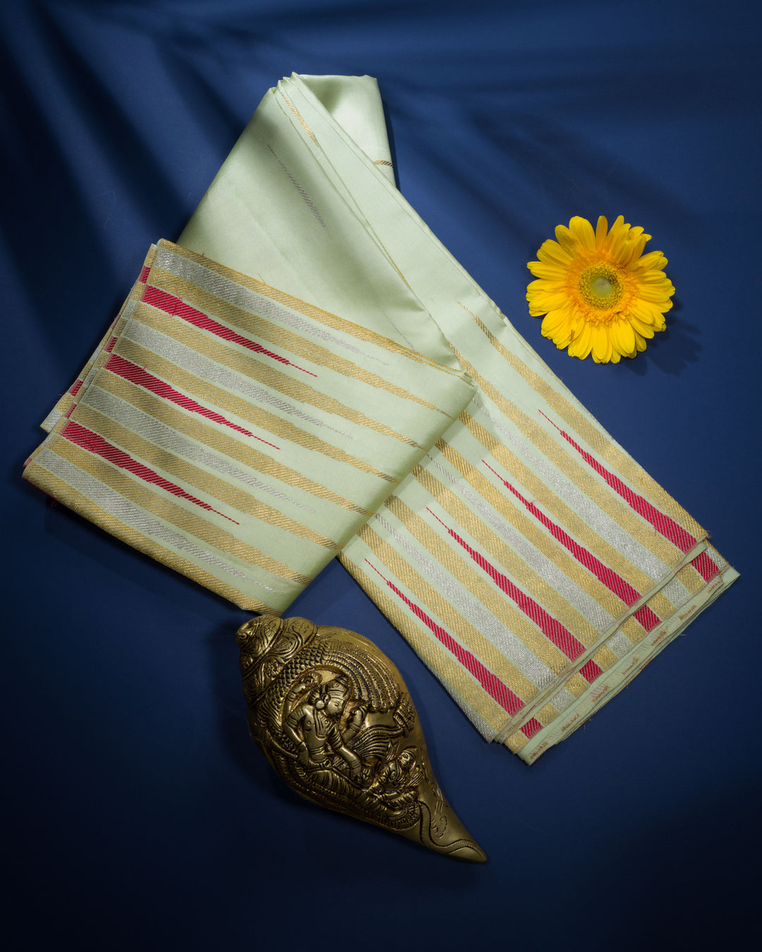 Pistachio Green Brocade Kanjivaram Silk Saree – The Saffron House