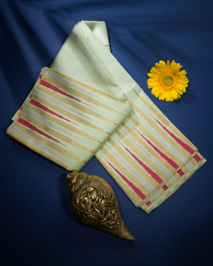 Pistachio Green Brocade Kanjivaram Silk Saree – The Saffron House