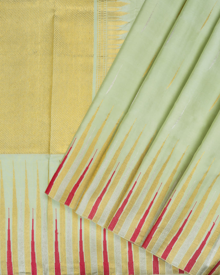 Pistachio Green Brocade Kanjivaram Silk Saree – The Saffron House
