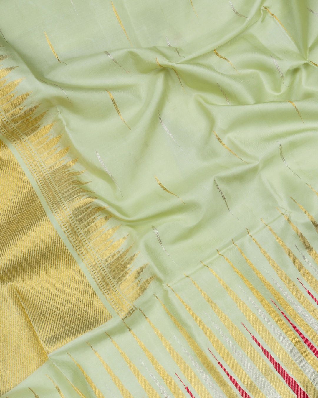 Pistachio Green Brocade Kanjivaram Silk Saree – The Saffron House