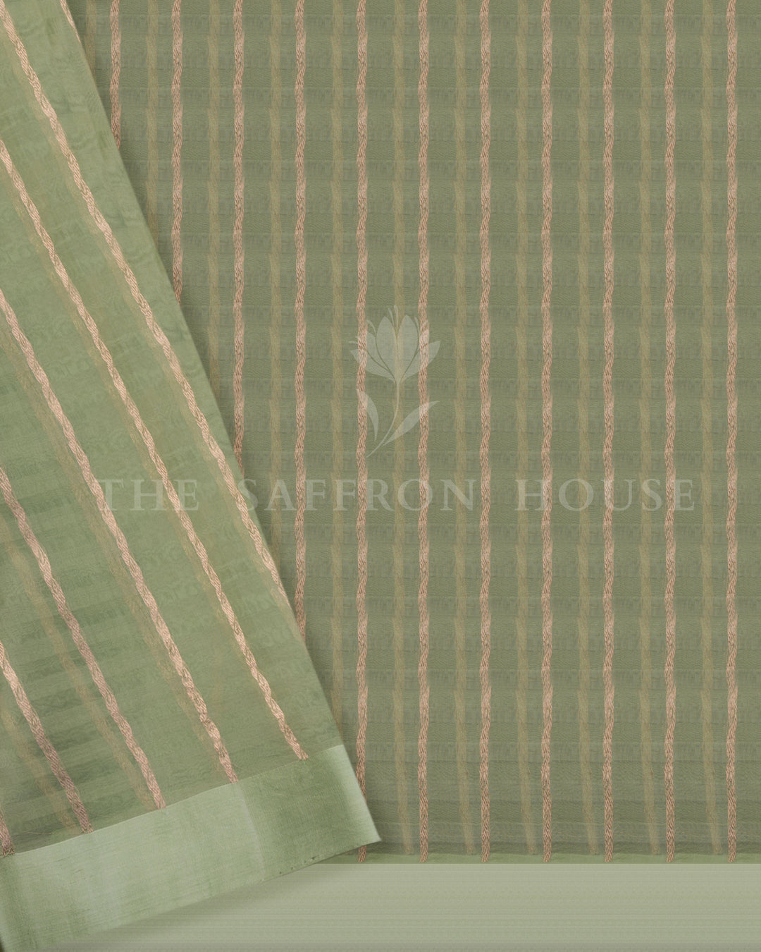 Pistachio Green Kora Banarasi Silk Saree – The Saffron House