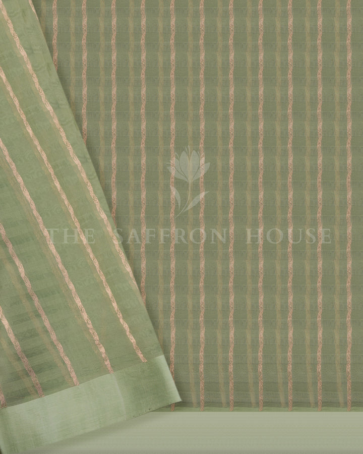 Pistachio Green Kora Banarasi Silk Saree – The Saffron House