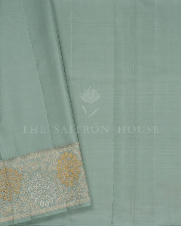 Powder Blue Kanjivaram Silk Saree – The Saffron House