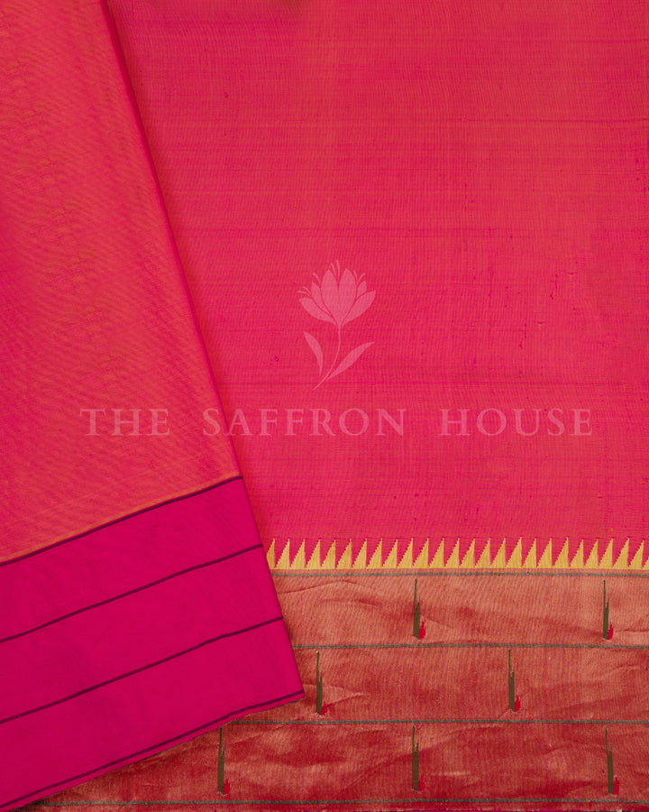 Burgundy Maroon And Brick Red Handwoven Paithani Saree – The Saffron House
