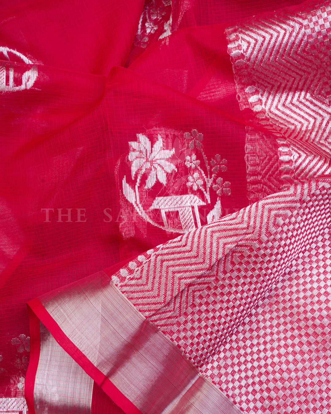 Vermilion Red Eri Silk Saree – The Saffron House