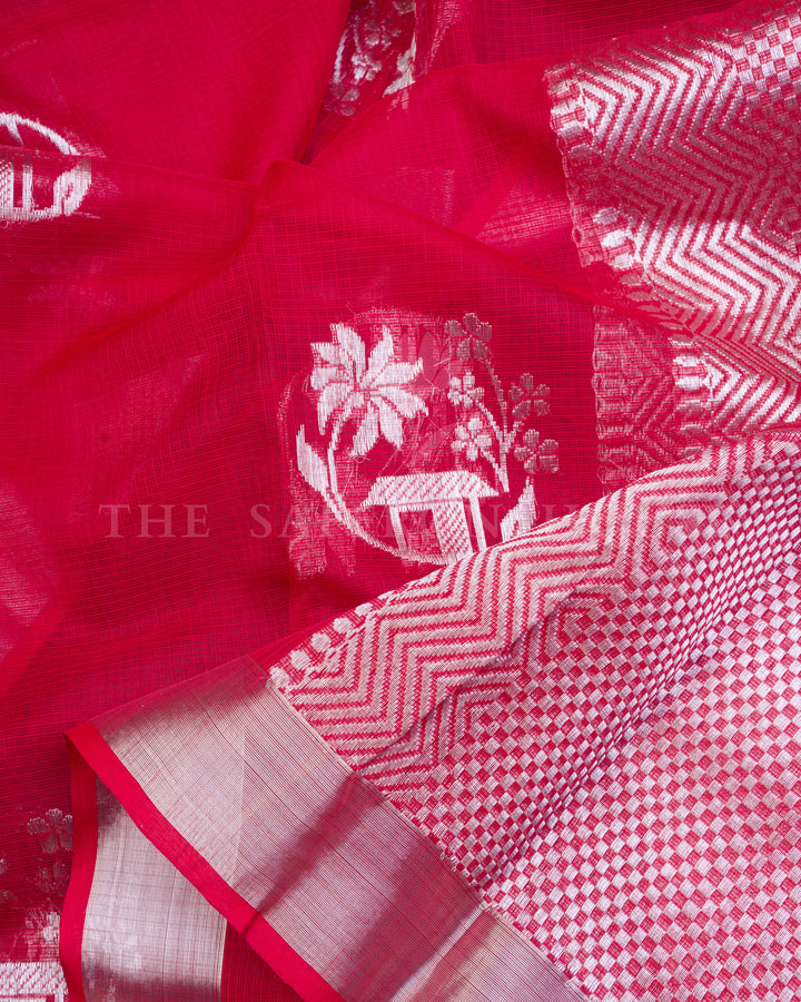 Vermilion Red Eri Silk Saree – The Saffron House