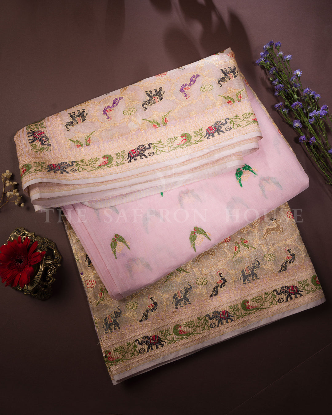 Blush Pink Banarasi Silk Saree – The Saffron House