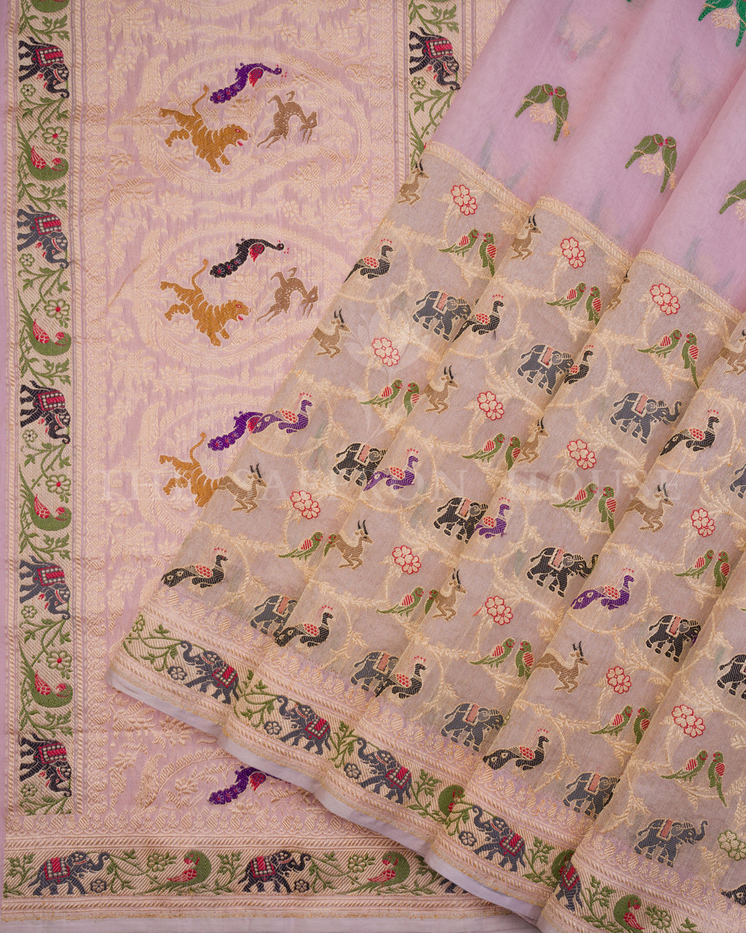 Blush Pink Banarasi Silk Saree – The Saffron House