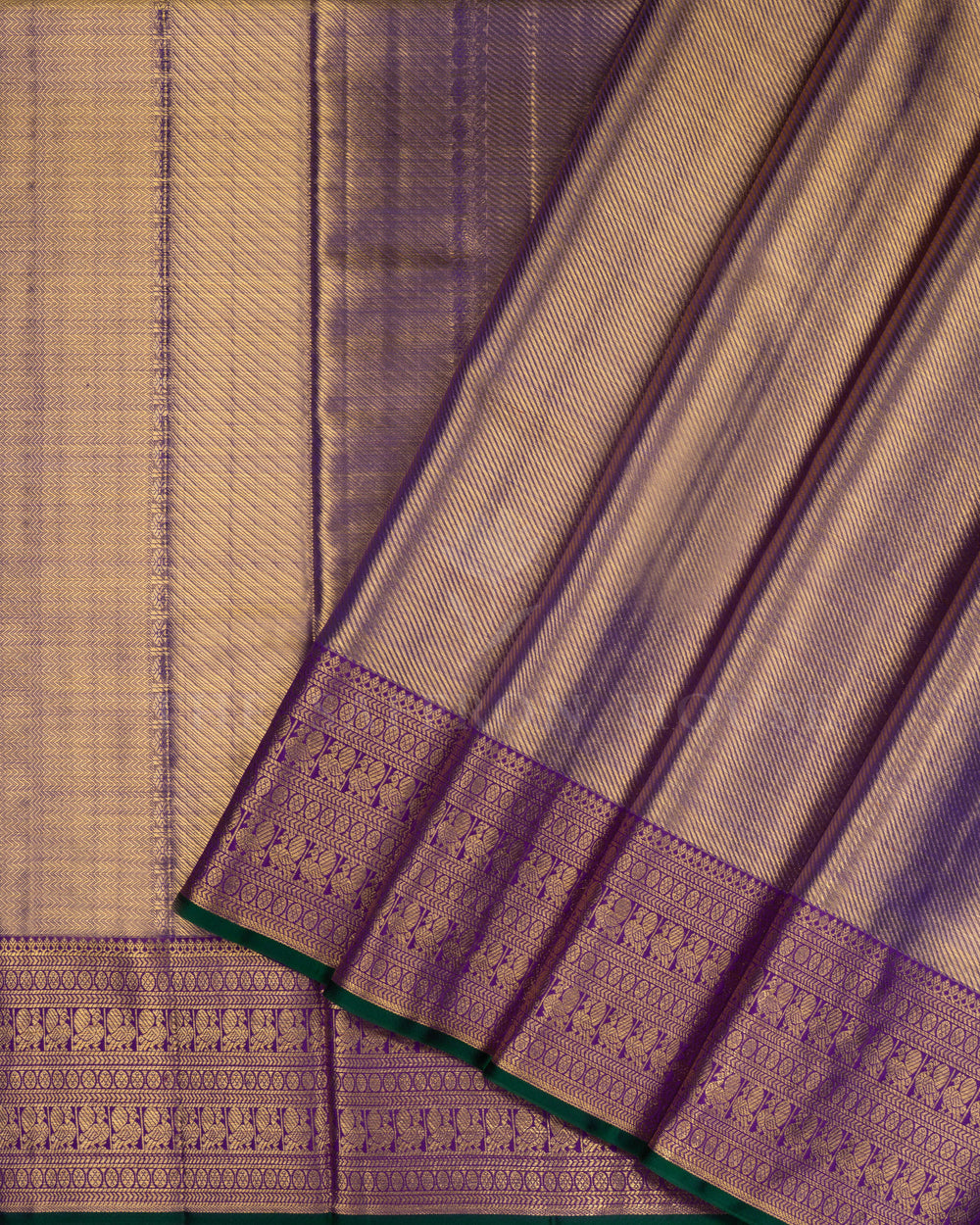 Purple And Antique Gold Tissue Kanjivaram Silk Saree – The Saffron House
