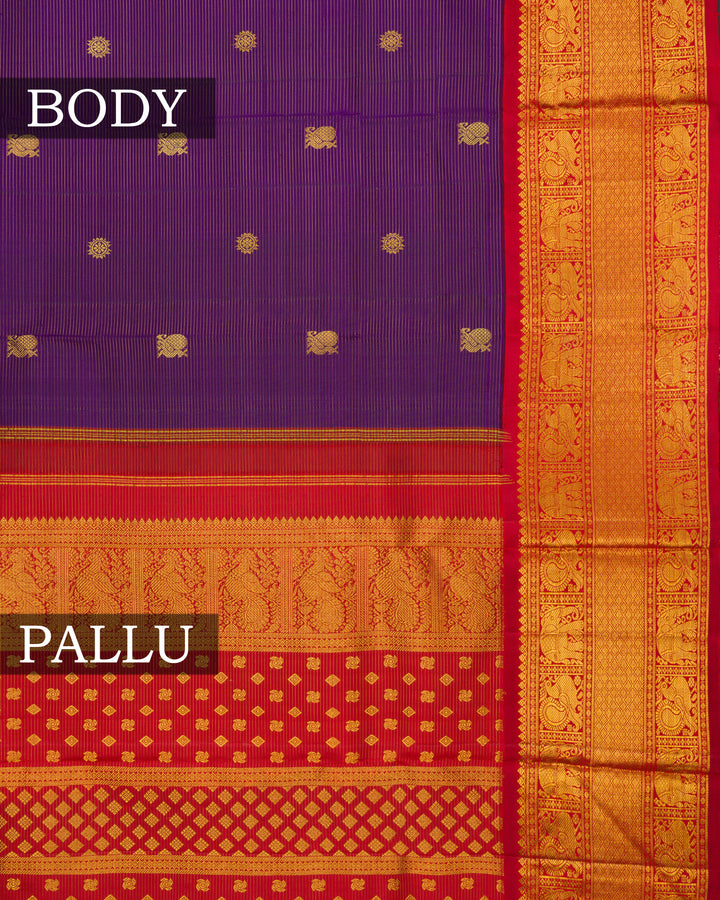 Purple And Burgundy Maroon Korvai Kanjivaram Silk Saree – The Saffron House