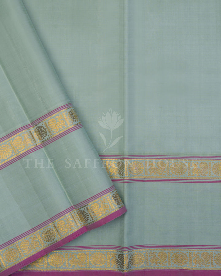 Mint And Purple Korvai Kanjivaram Silk Saree – The Saffron House