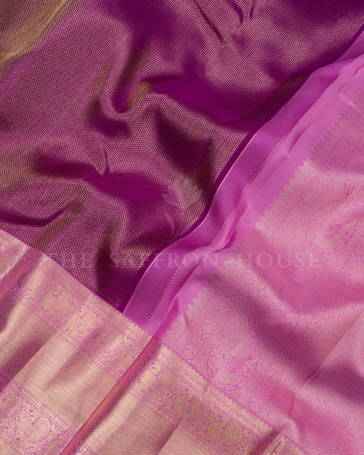 Purple And Magenta Brocade Kanjivaram Silk Saree – The Saffron House
