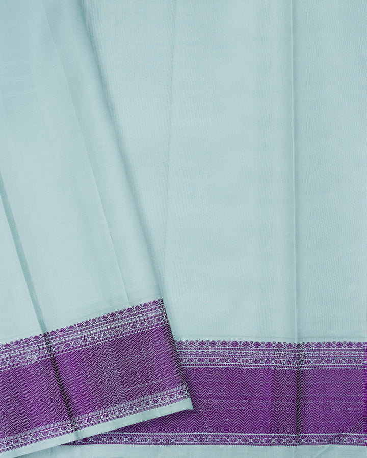 Purple And Powder Blue Brocade Kanjivaram Silk Saree – The Saffron House