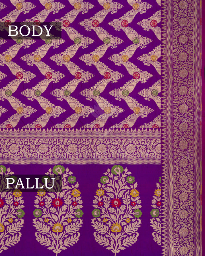 Purple Banarasi Silk Saree – The Saffron House