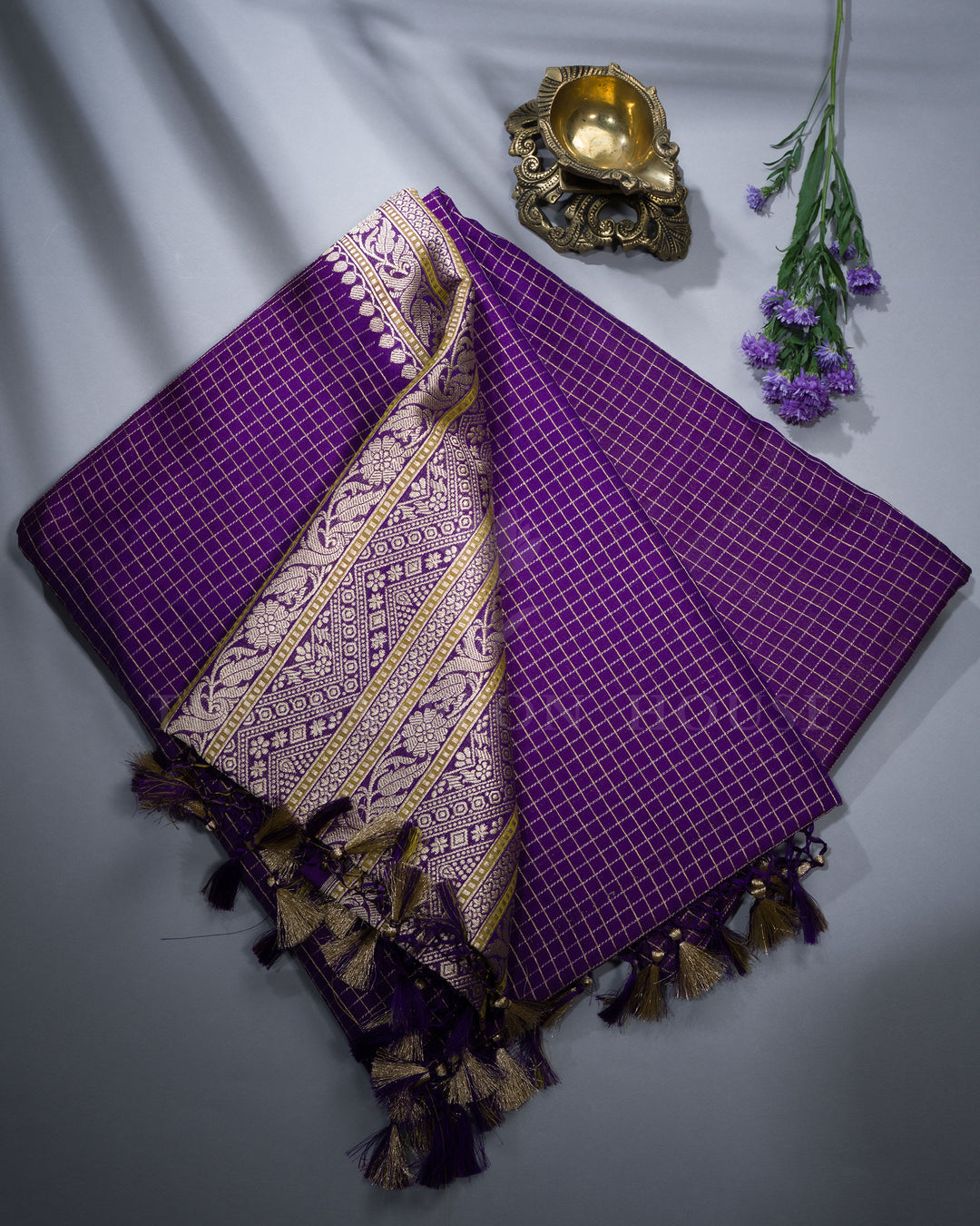 Purple Banarasi Silk Saree – The Saffron House