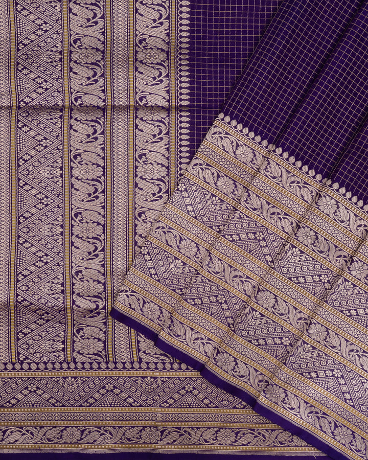 Purple Banarasi Silk Saree – The Saffron House
