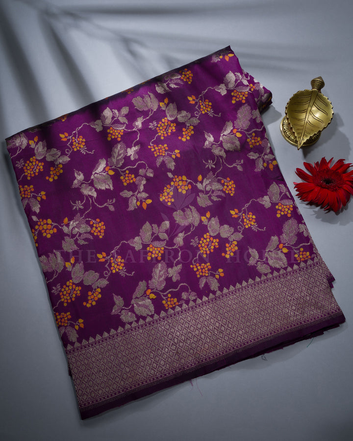 Purple Banarasi Silk Saree – The Saffron House