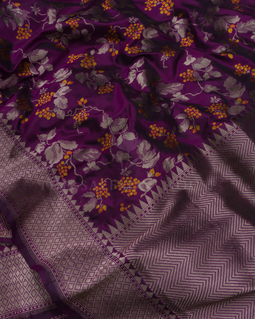 Purple Banarasi Silk Saree – The Saffron House
