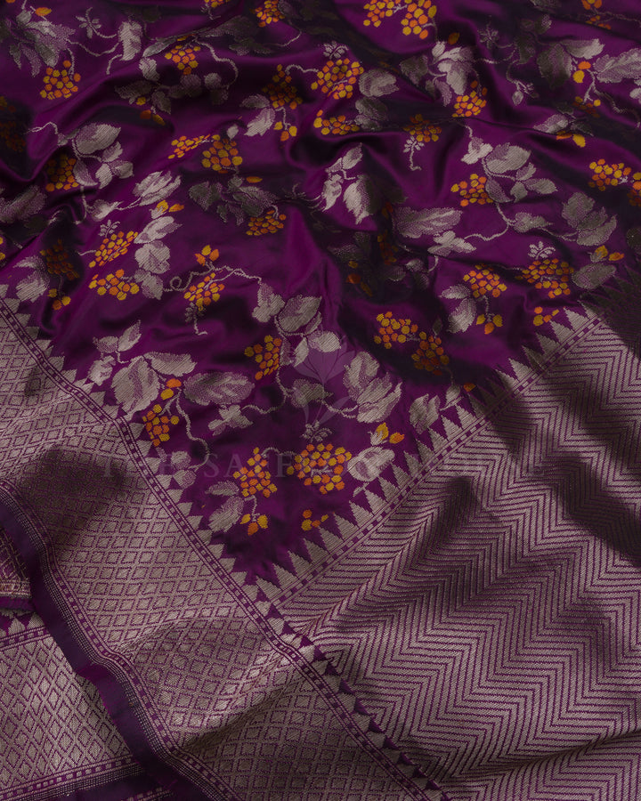 Purple Banarasi Silk Saree – The Saffron House