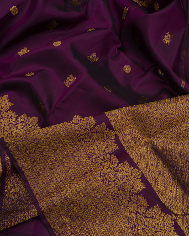 Purple Brocade Kanjivaram Silk Saree – The Saffron House