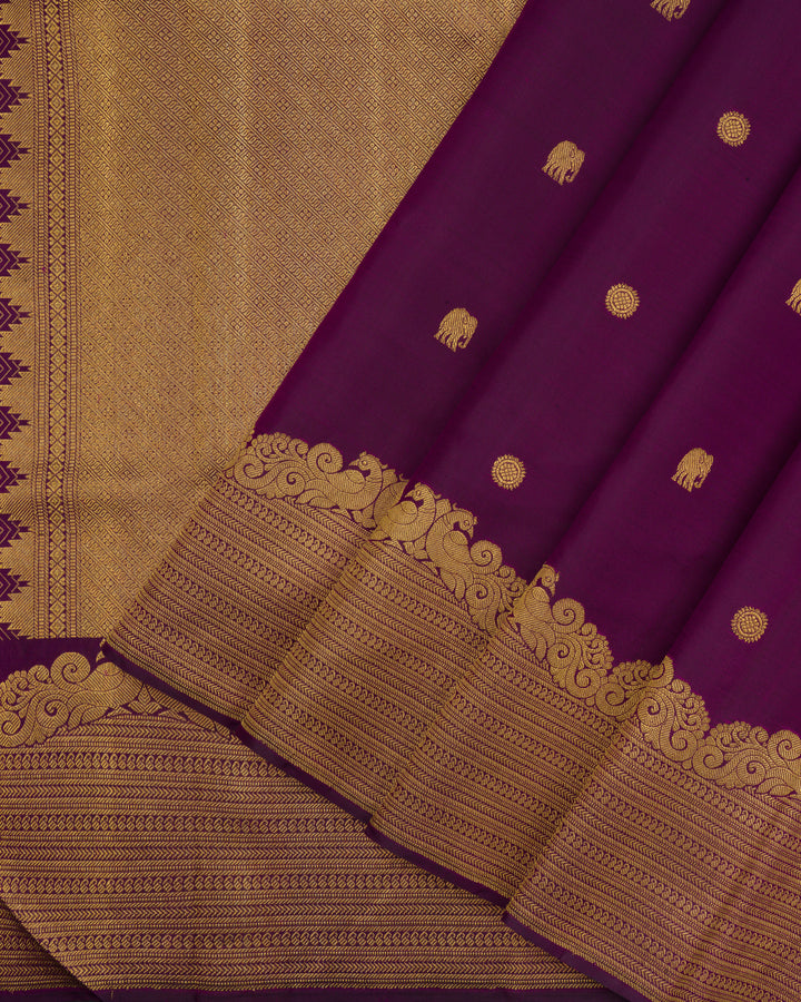 Purple Brocade Kanjivaram Silk Saree – The Saffron House