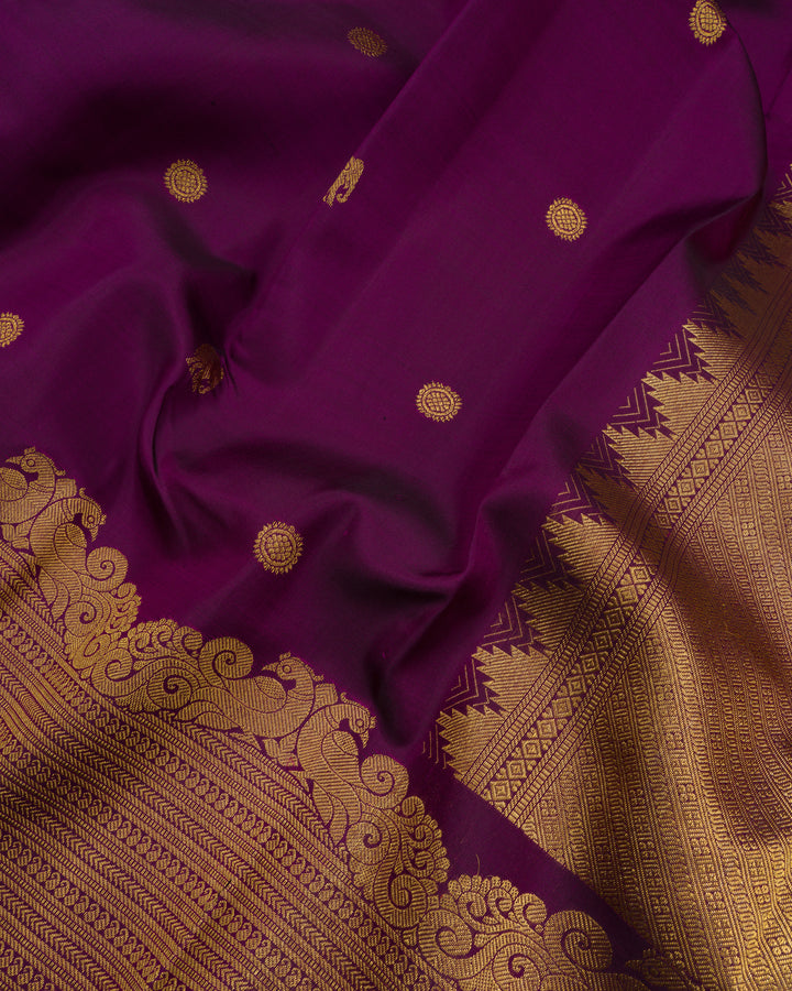 Purple Brocade Kanjivaram Silk Saree – The Saffron House