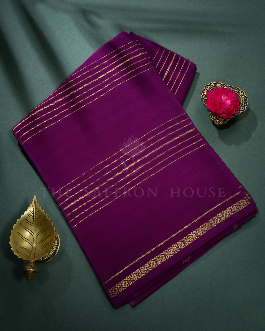 Purple Pure Zari Mysore Silk Saree – The Saffron House