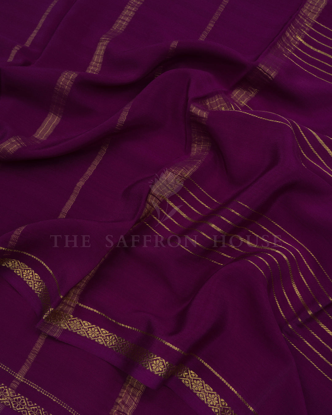 Purple Pure Zari Mysore Silk Saree – The Saffron House