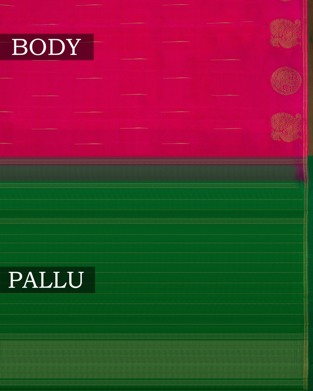 Rani Pink And Leaf Green Korvai Kanjivaram Silk Saree – The Saffron House