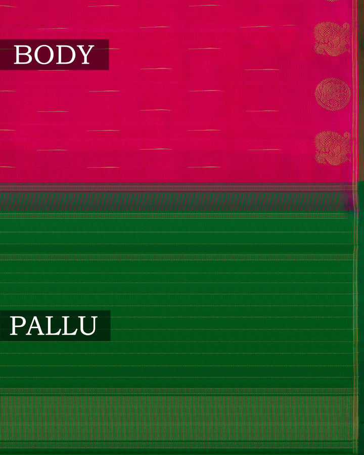 Rani Pink And Leaf Green Korvai Kanjivaram Silk Saree – The Saffron House