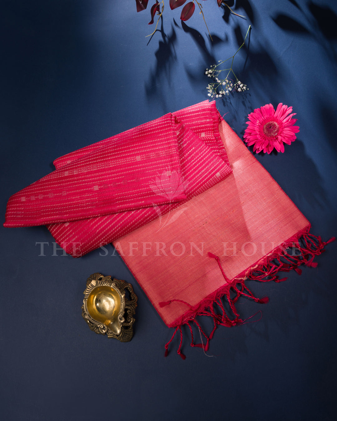 Rani Pink And Peach Eri Silk Saree – The Saffron House