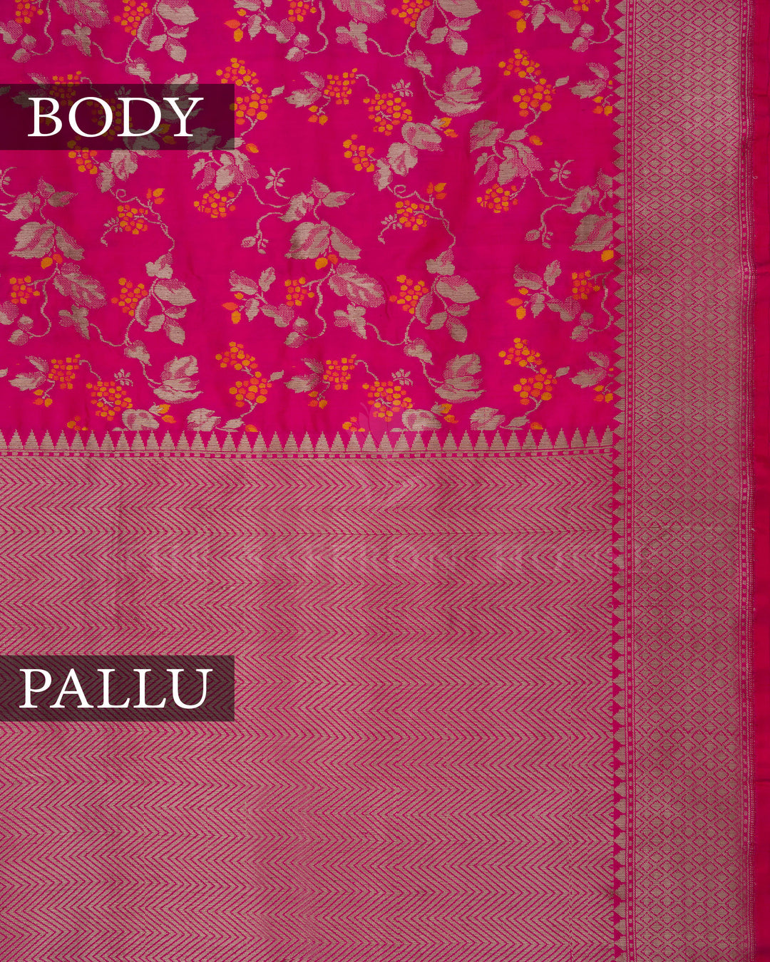 Rani Pink Banarasi Silk Saree – The Saffron House
