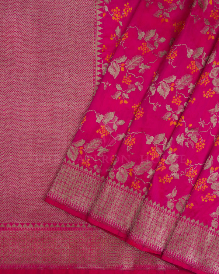 Rani Pink Banarasi Silk Saree – The Saffron House