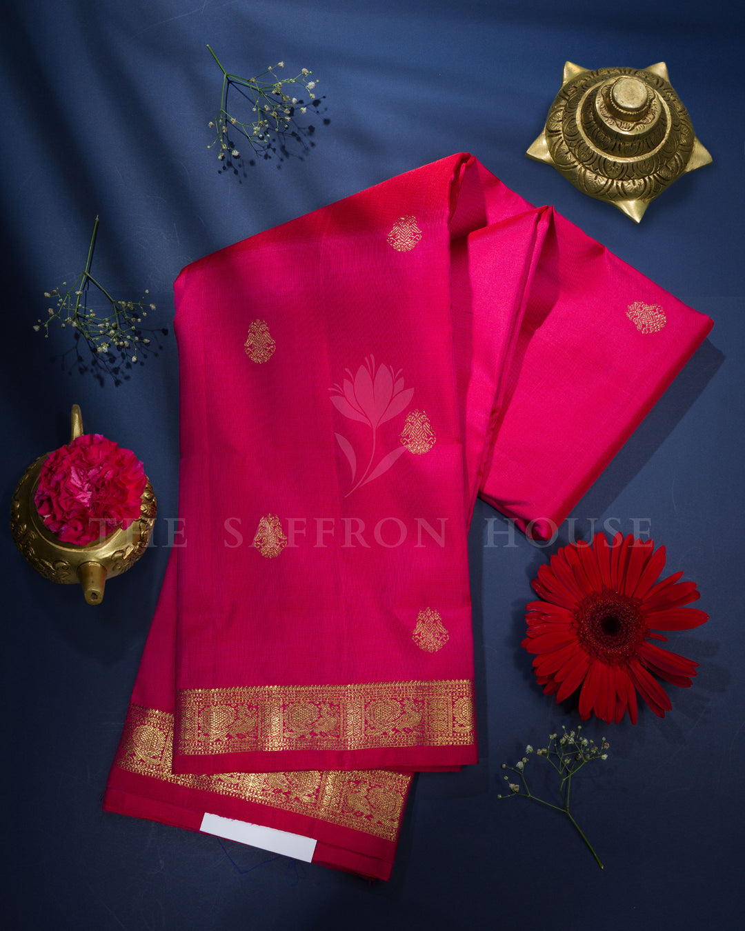 Rani Pink Brocade Kanjivaram Silk Saree – The Saffron House