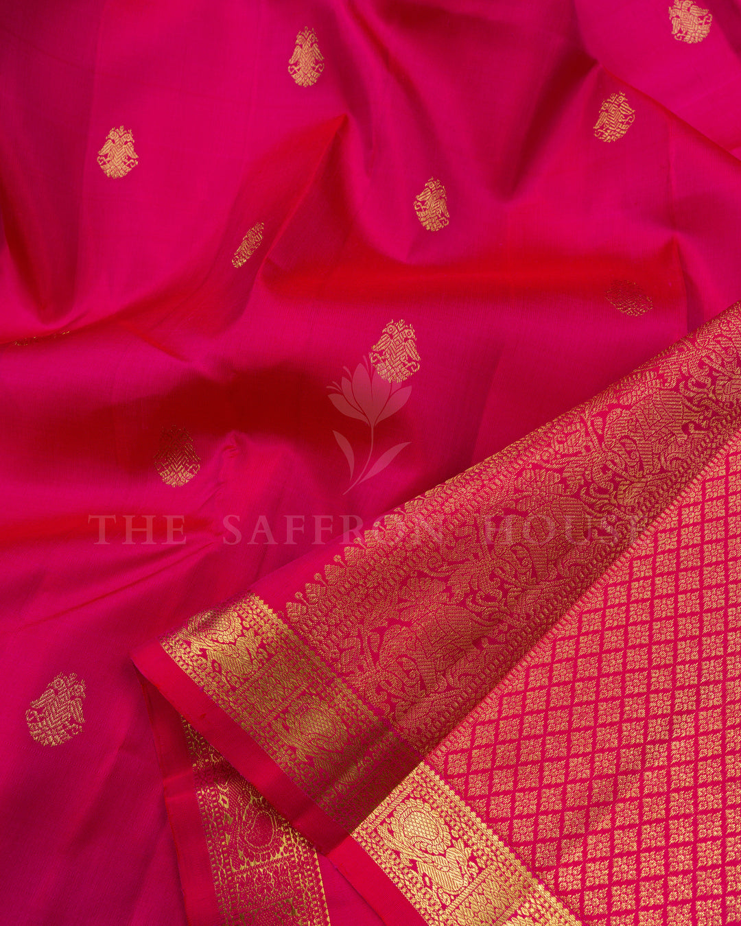 Rani Pink Brocade Kanjivaram Silk Saree – The Saffron House
