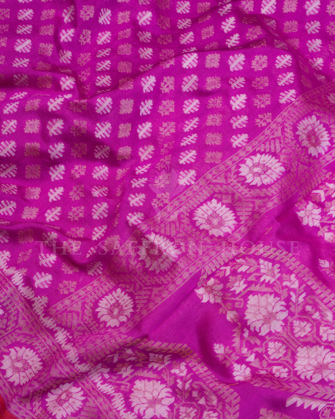 Rani Pink Kora Banarasi Silk Saree – The Saffron House
