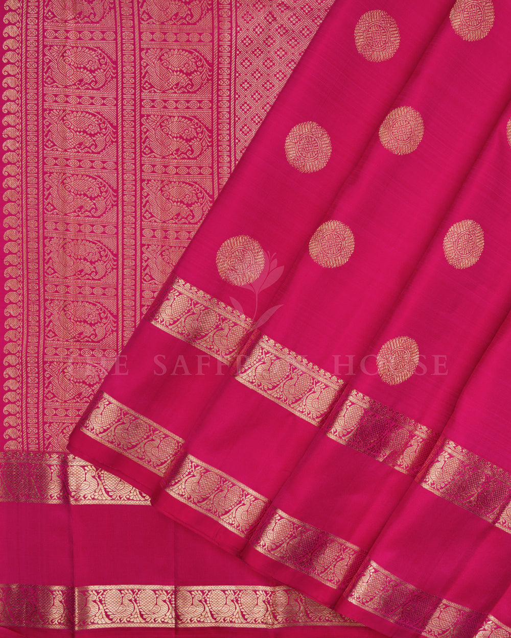 Rani Pink Korvai Kanjivaram Silk Saree – The Saffron House