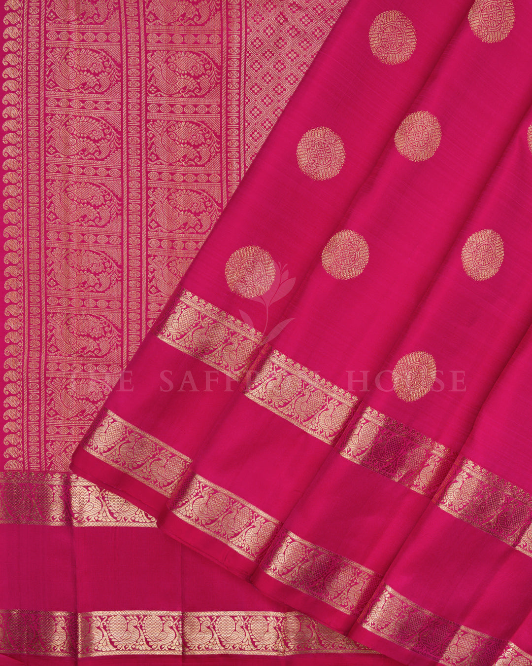 Rani Pink Korvai Kanjivaram Silk Saree – The Saffron House