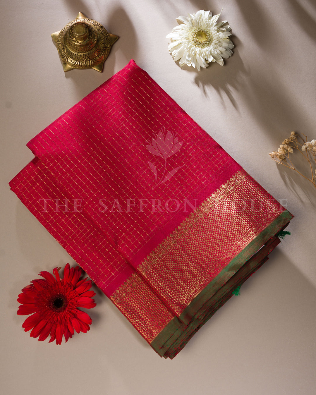 Rani Pink And Olive Green Korvai Kanjivaram Silk Saree – The Saffron House