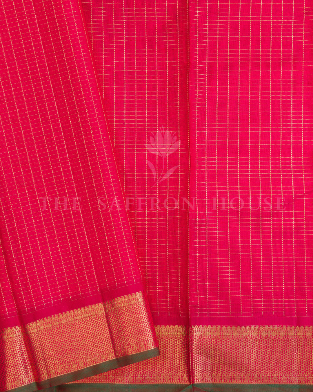 Rani Pink And Olive Green Korvai Kanjivaram Silk Saree – The Saffron House
