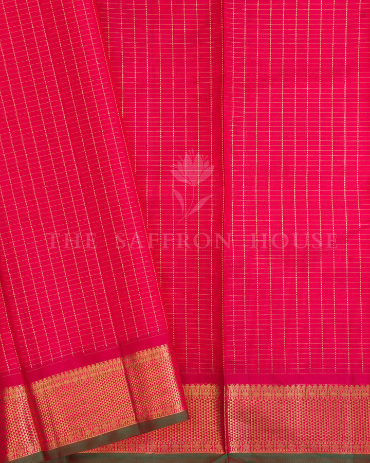 Rani Pink And Olive Green Korvai Kanjivaram Silk Saree – The Saffron House