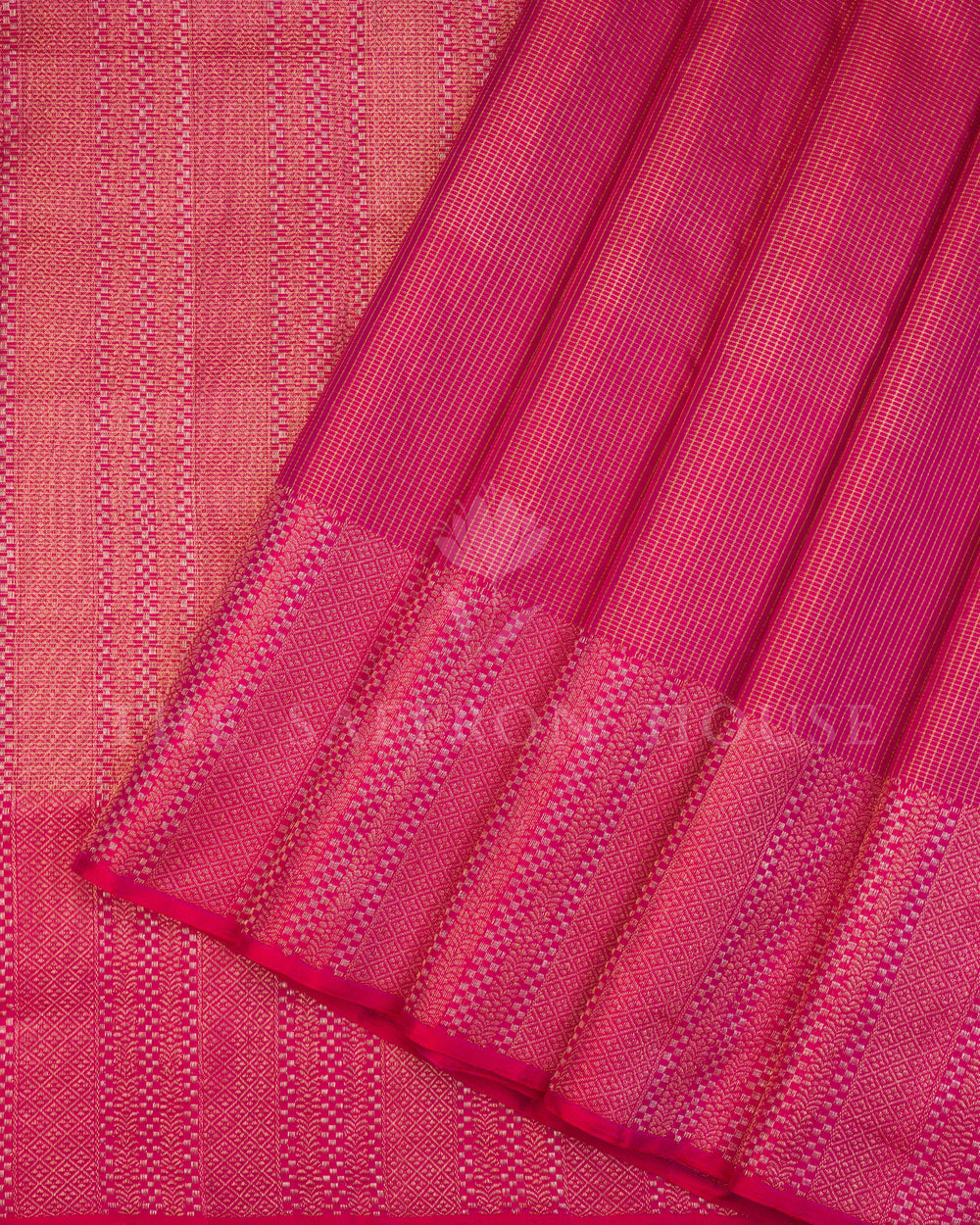 Rani Pink Kattam Kanjivaram Silk Saree – The Saffron House