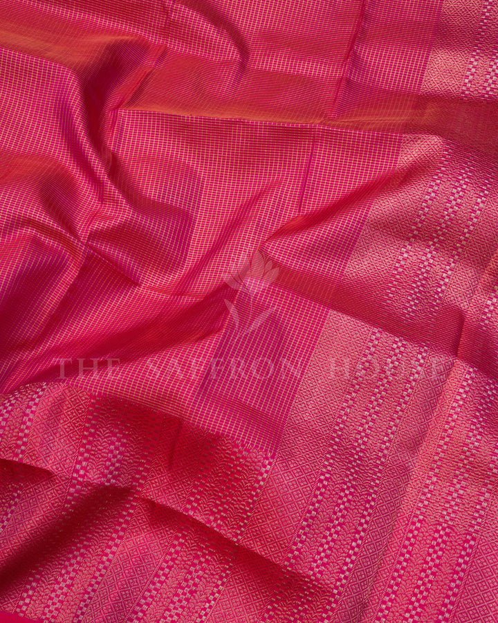 Rani Pink Kattam Kanjivaram Silk Saree – The Saffron House