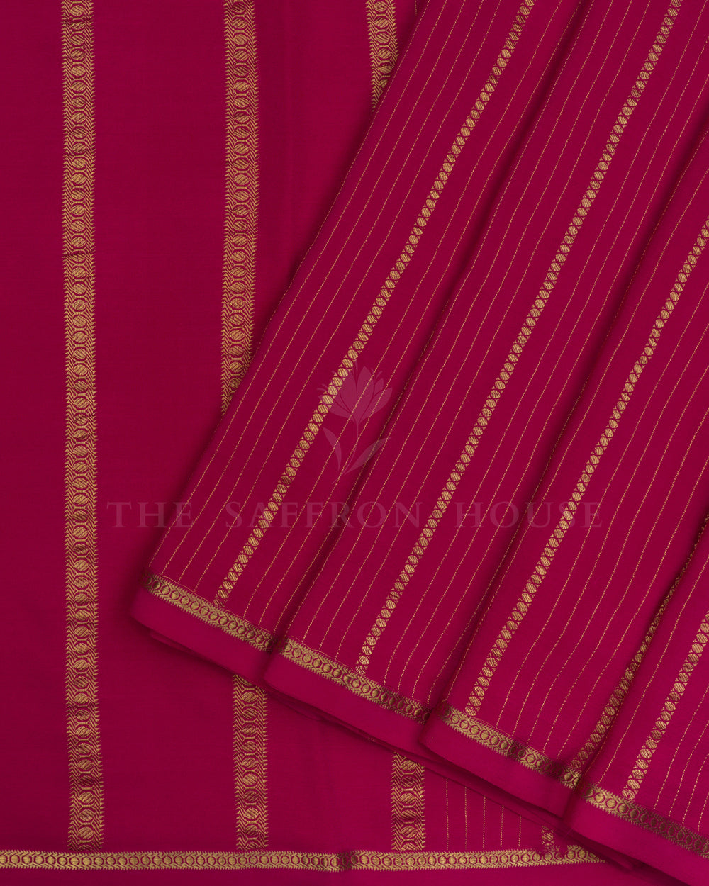 Rani Pink Pure Zari Mysore Silk Saree – The Saffron House
