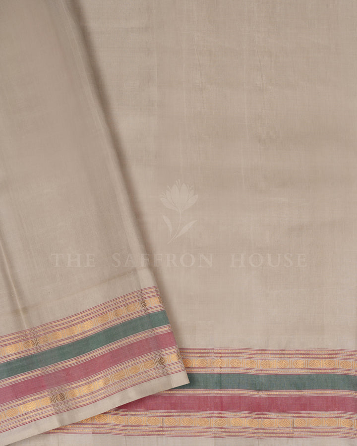 Red And Ivory Gadwal Silk Saree – The Saffron House