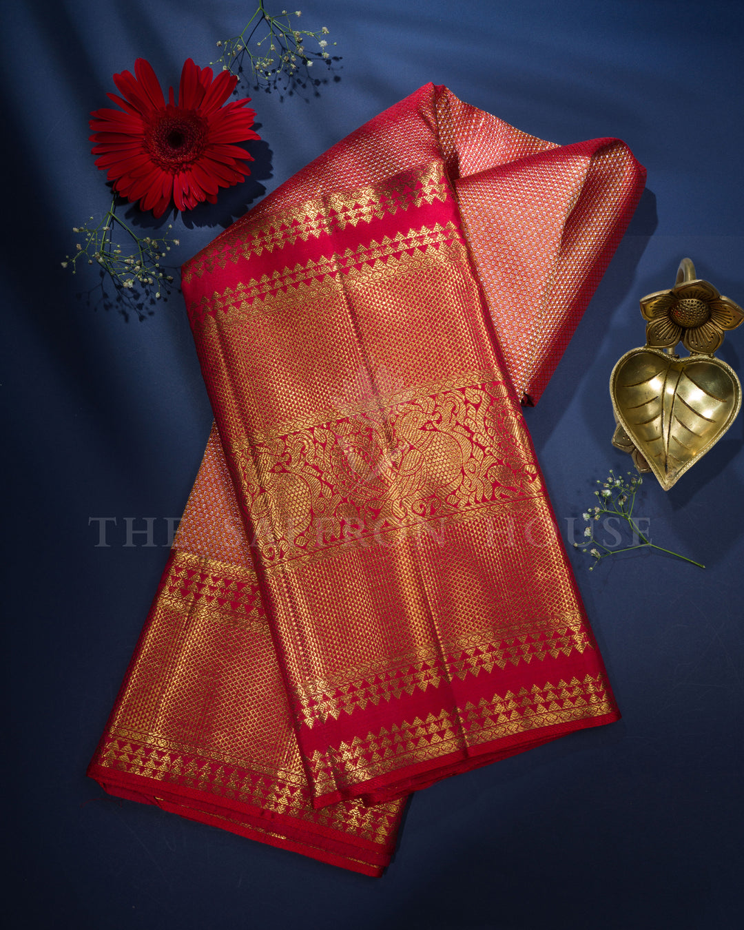 Red Bridal Brocade Kanjivaram Silk Saree – The Saffron House