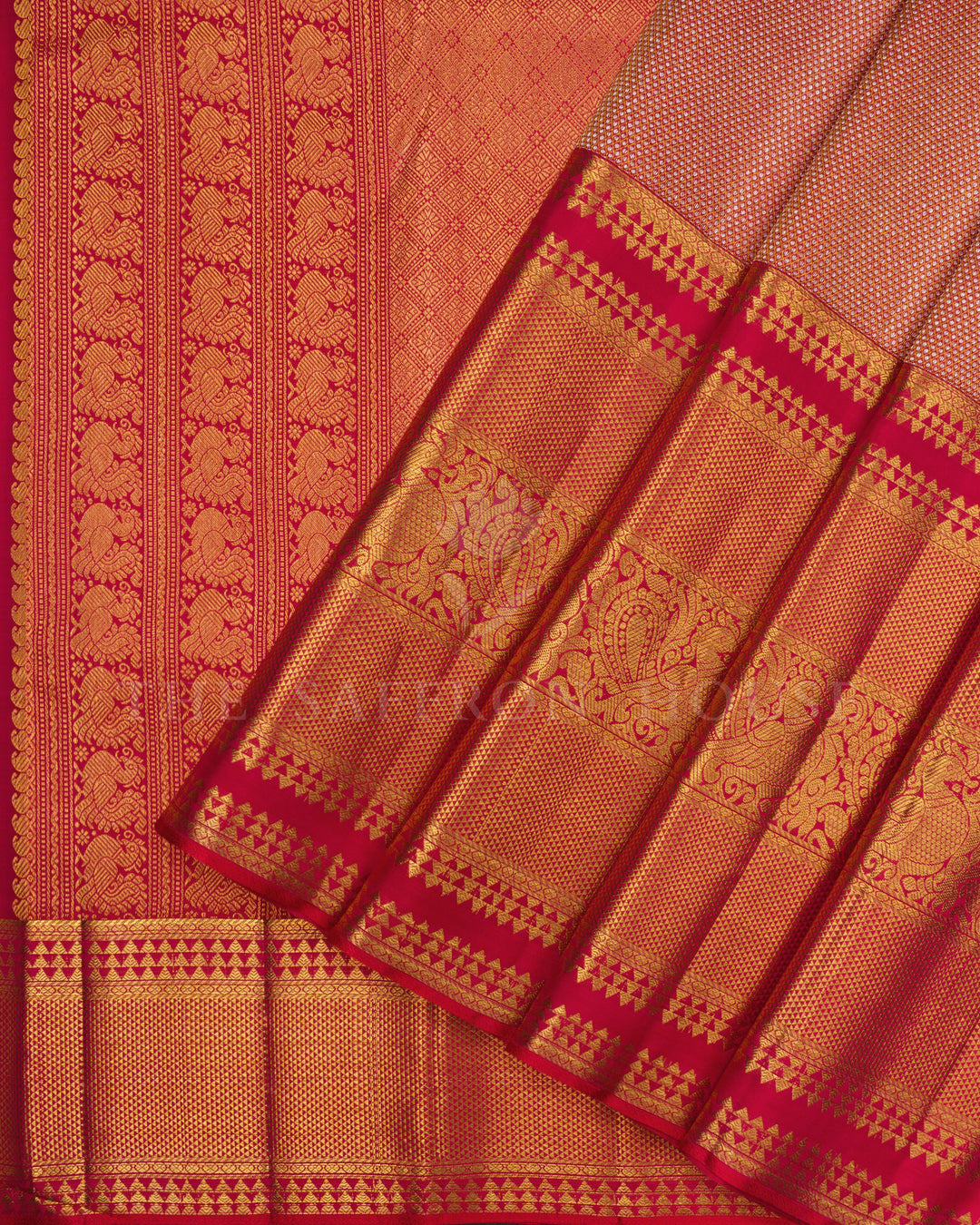 Red Bridal Brocade Kanjivaram Silk Saree – The Saffron House